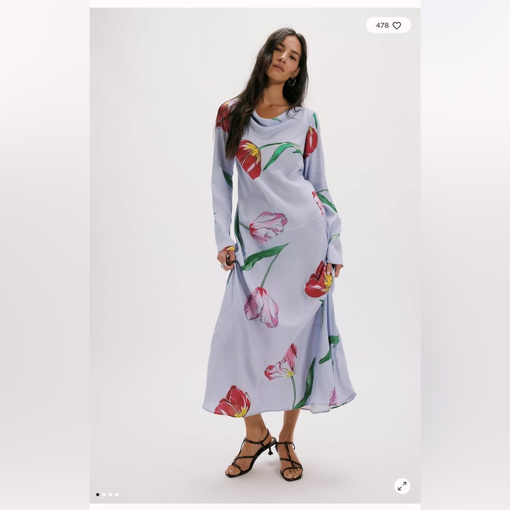 Free People Zadie Diagonal Seam Printed Cowl Back Midi Dress XL - Picture 1 of 5